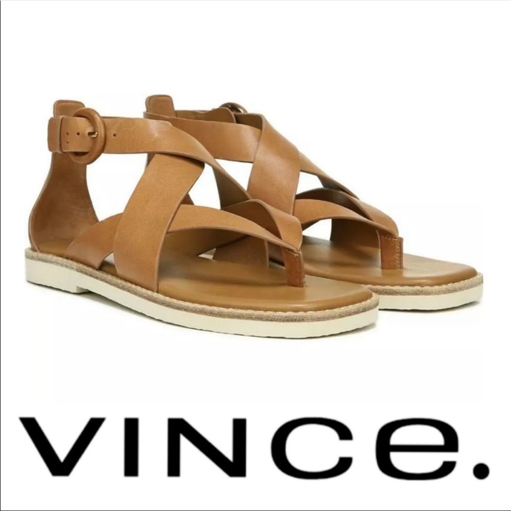 Vince Morris Tan LE Strappy Gladiator Sandals Size 6.5 36.5